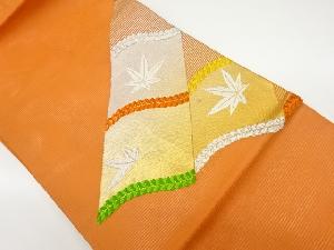 絽抽象瓦に紅葉模様織出し名古屋帯